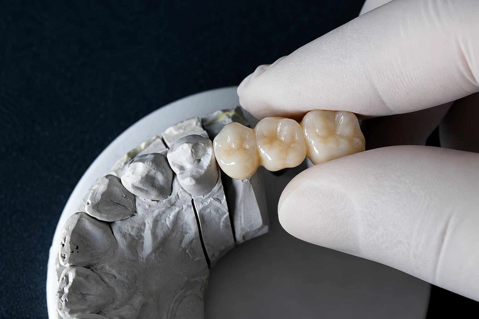 Prueba de una restauración sobre un modelo dental